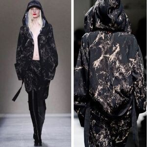 Diesel Oversized Windbreaker Jacket Black and Gold Runway Fashion Show